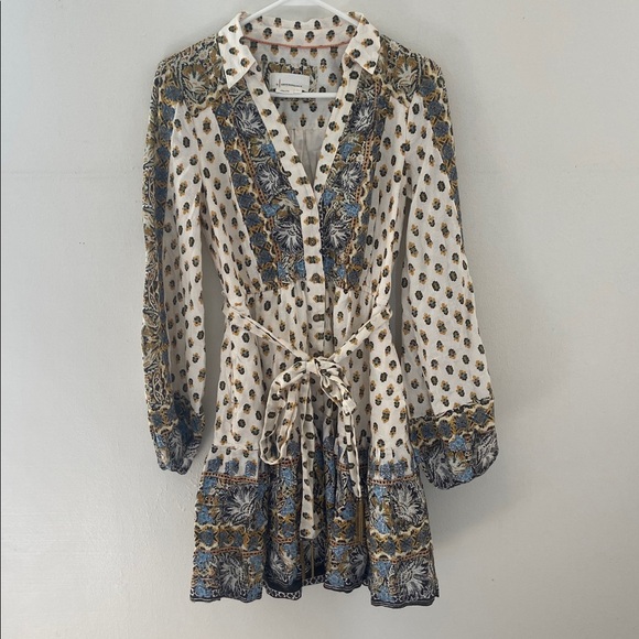 Anthropologie Floral Mini Dress size XS Long Sleeve Embroidered Shirtdress - Picture 6 of 15